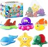 MACALOCA Color Changing No Holes Bath Toys for Kids Toddlers with Drying Bag 6pcs Sea Creatures Kids Bath Toys Bathtub Toys Water Toys Ocean Animal Toys
