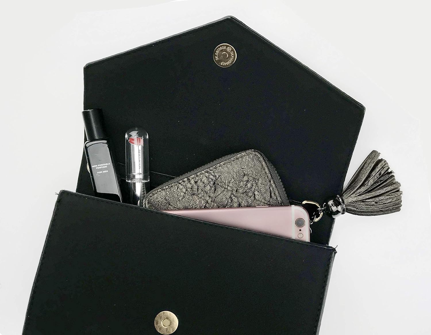 HOXIS Minimalist Evening Envelope Clutch Chain Shoulder Bag Women Faux Leather Suede Purse - Image 6