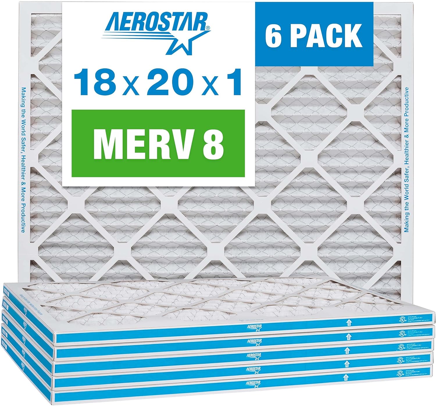 UBeesize Reusable Air Filter 16x20x1(9-Pack), MERV 8 MPR 700 AC/HVAC Furnace Air Filters,Deep Pleated Air Cleaner,1x Reusable & Aerostar 18x20x1 MERV 8 Pleated Air Filter, AC Furnace Air Filter
