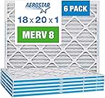 Aerostar 18x20x1 MERV 8 - 6 Count - High Efficiency Pleated HVAC, Furnace & Air Conditioner Filters - Removes Dust, Lint, Mold & Allergy-Causing Pollen
