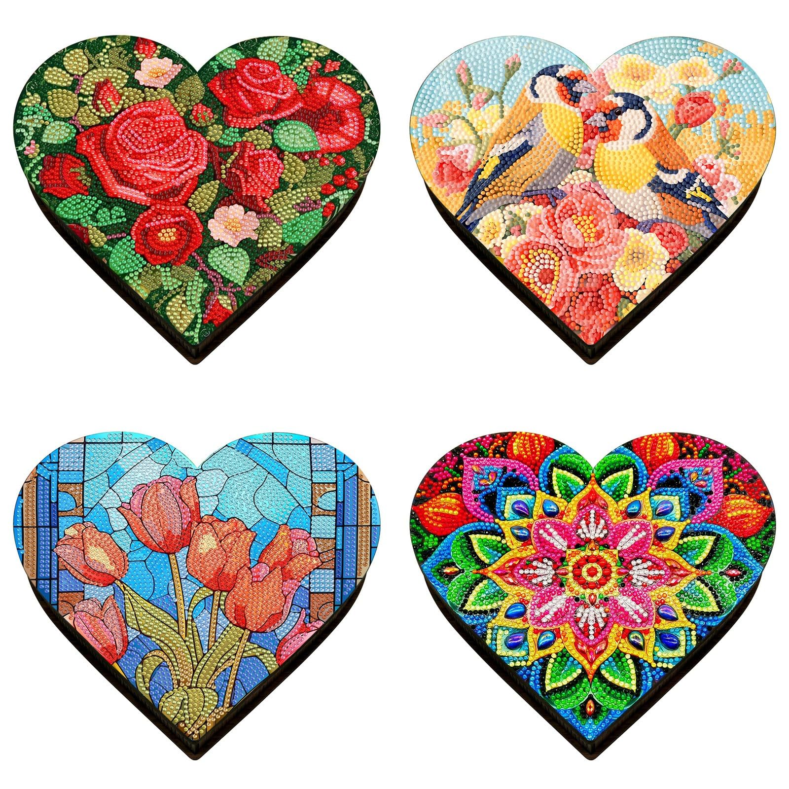 ARTopet 4Pcs DIY Diamond Art Painting Jewelry Box Diamond Art Large Capacity Organizer Storage Box Special Shaped Crystal Rings Necklace Bracelet Gift