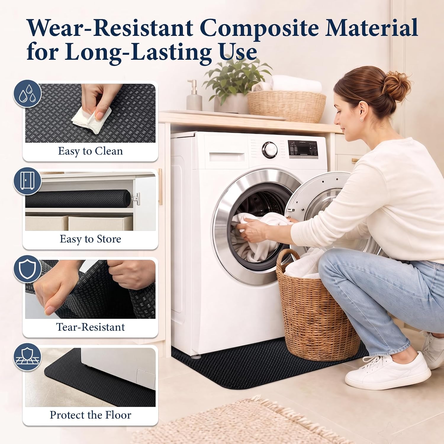 2 PCS 27" X 27" Anti Vibration Mat for Washer and Dryer, Noise Reducation