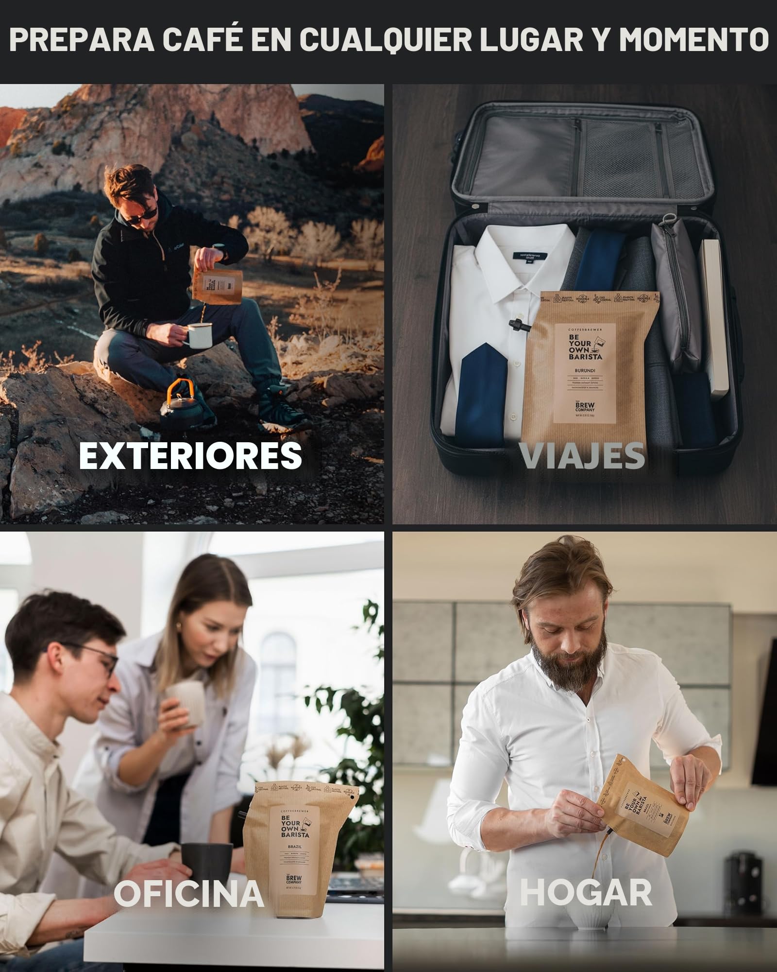 Caja de regalo de café gourmet al aire libre para hombres y mujeres, 5 cafés orgánicos y especiales de origen único del mundo en cerveceros innovadores, caja de muestra para los amantes de