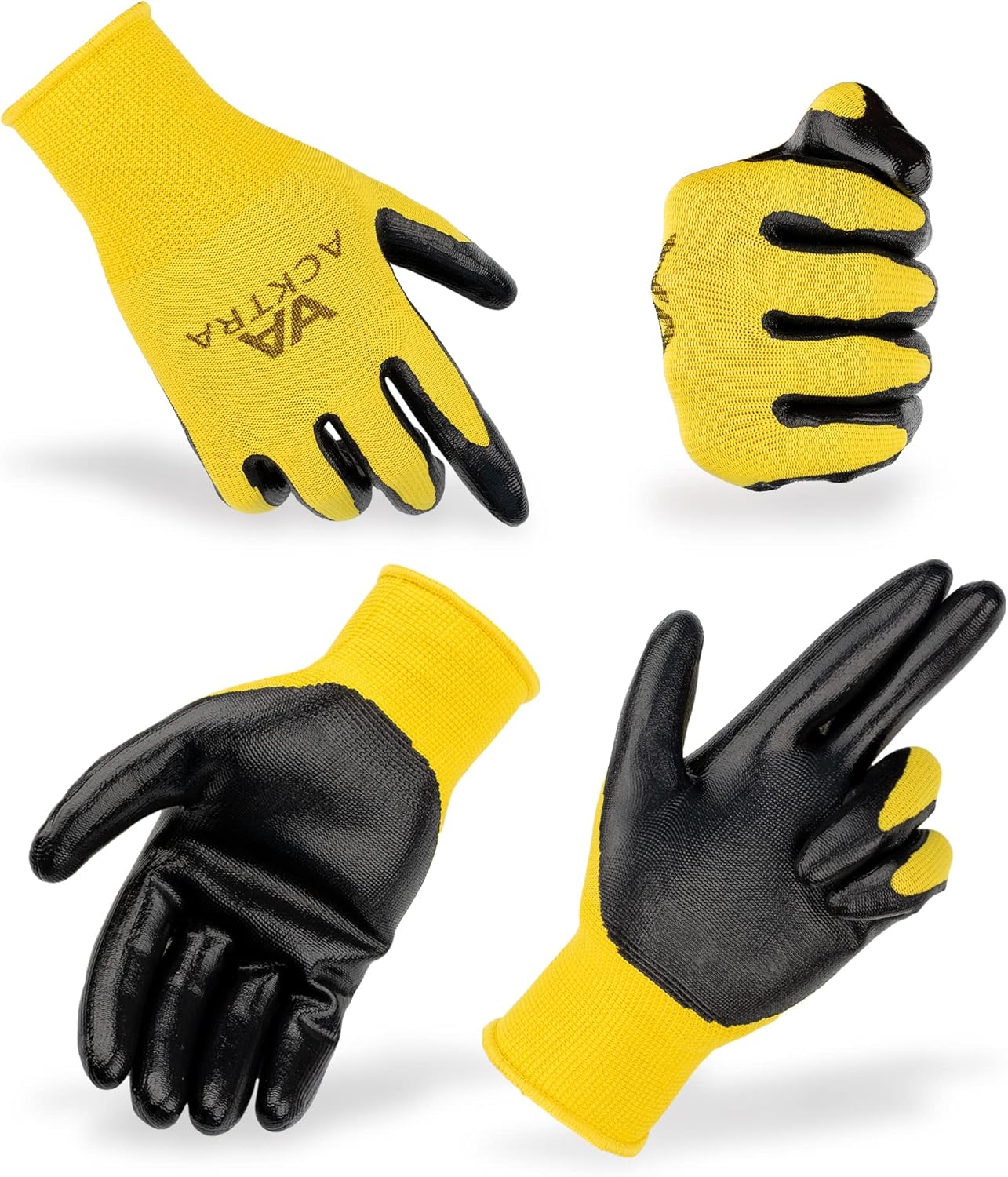 ACKTRA Ultra-Thin PU Safety WORK GLOVES 12 Pairs, WG002 Black / Black, Small - - 