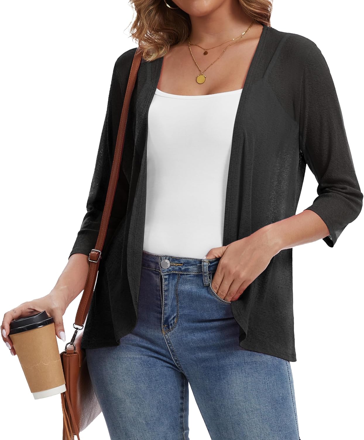 VIISHOW Women's Casual 3/4 Sleeve Lightweight Cardigan Open Front Summer Cardigans 2026 Trendy Shrug Coverups - Image 2