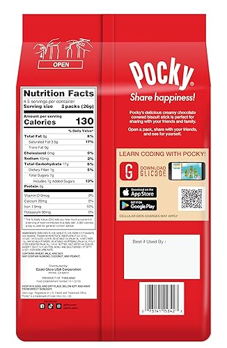 Miniatura 2 de Pocky Chocolate tamaño familiar - 5 bolsas (9 bolsas envueltas individualmente en cada una)