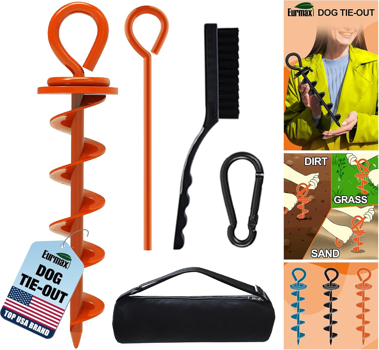 Eurmax Heavy Duty Dog Tie Out Stake for Large Dogs (Orange) Eurmax Heavy Duty Dog Tie Out Stake for Large Dogs (Orange)