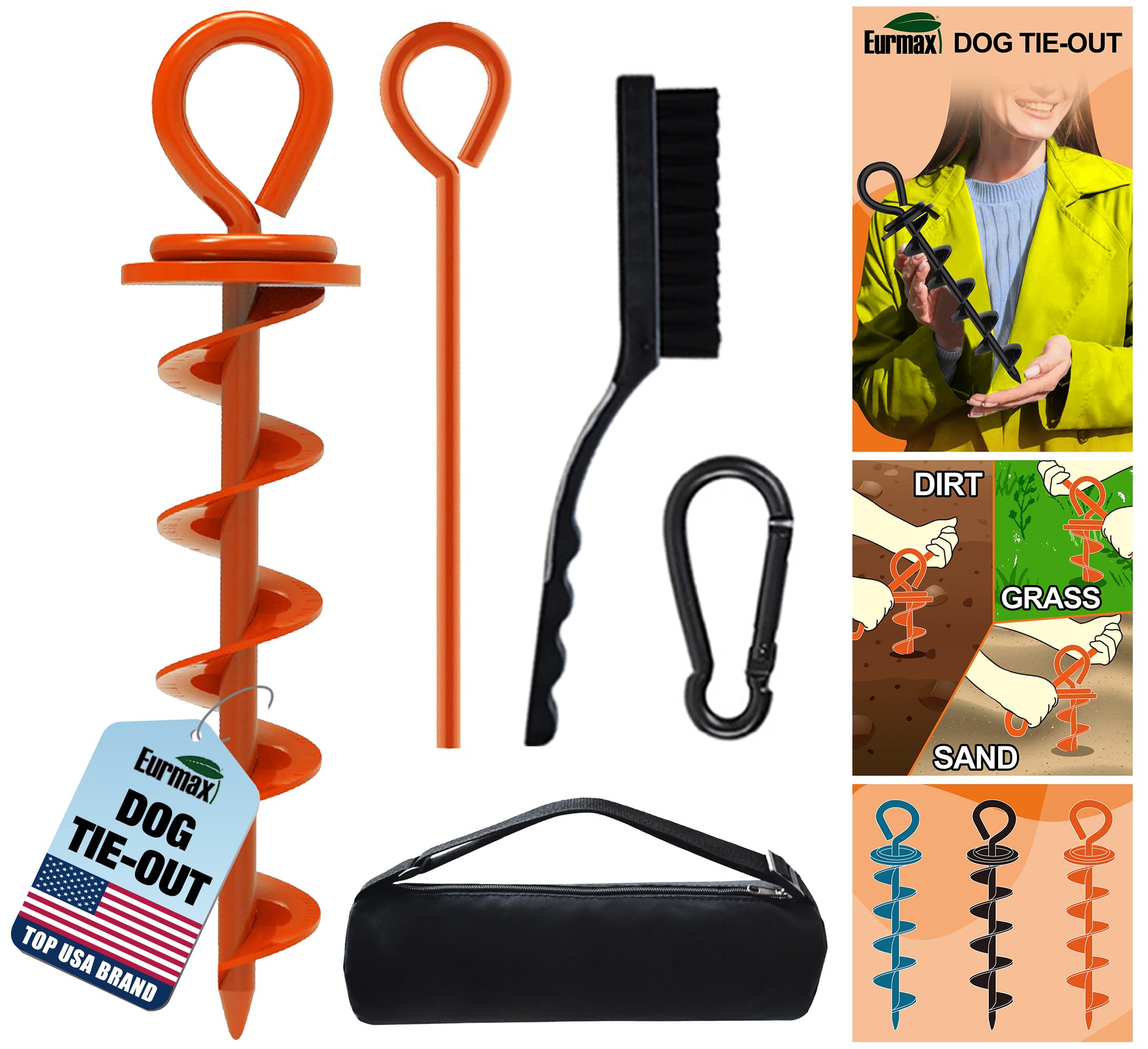 SELEWARE Hond Tie Out Stake Outdoor Anti-Roest Hondenanker voor Grote Honden tot 220 LB, Gratis Rotatie, Zwart Metalen Kurkentrekker Stijl, Inclusief Draaistang voor Eenvoudige Installatie