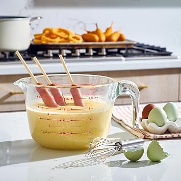 8 Cup Large Glass Measuring Cup - Kitchen Mixing Bowl Liquid Measure Cups Glass Tupperware Bakeware Set, Punch Bowl, Batter Bowl.