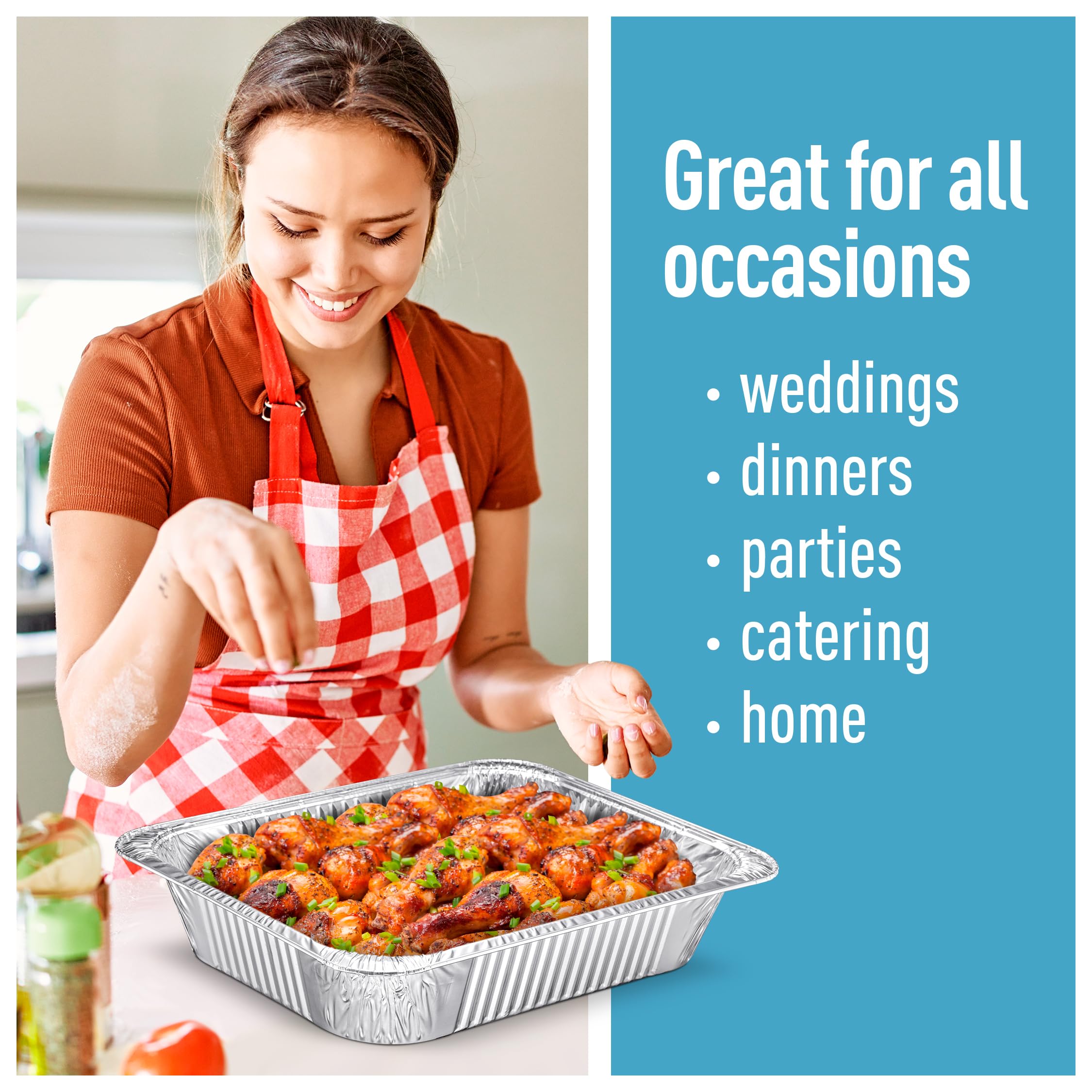 Diplastible Juego de sartenes de aluminio con tapas, desechables para hornear y pasteles, juego de (10 piezas) cuadrados de 8 pulgadas y (10 piezas) sartenes de aluminio de 9 x 13 pulgadas con tapas