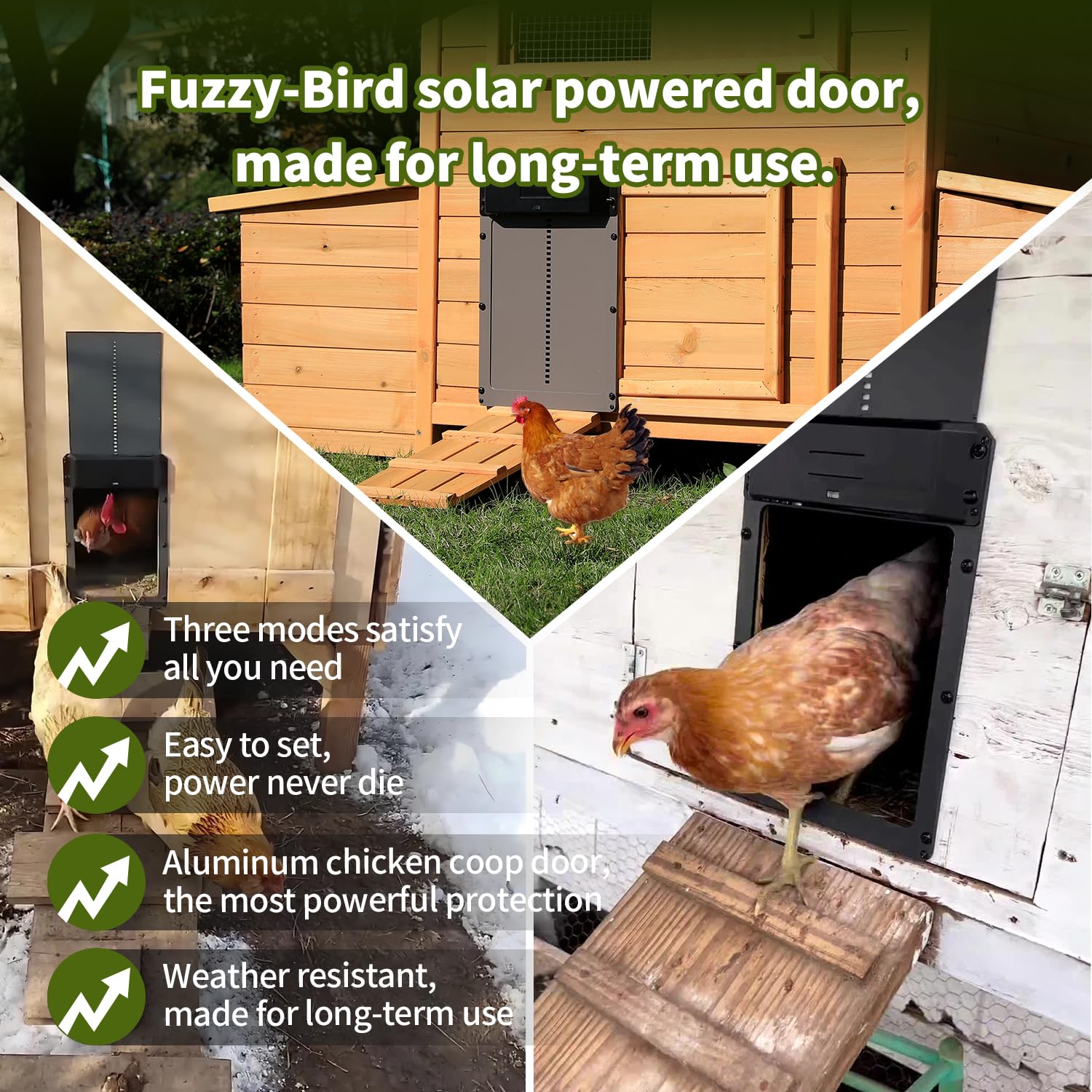Automatic Chicken Coop Door Timer Auto Door Opener Kit With Infrared Sensor To Prevent Chicken Duck, Goose From Being Crushed Rainproof Auto Chicken Guard Door With Remote Control Actuator Motor - View #2