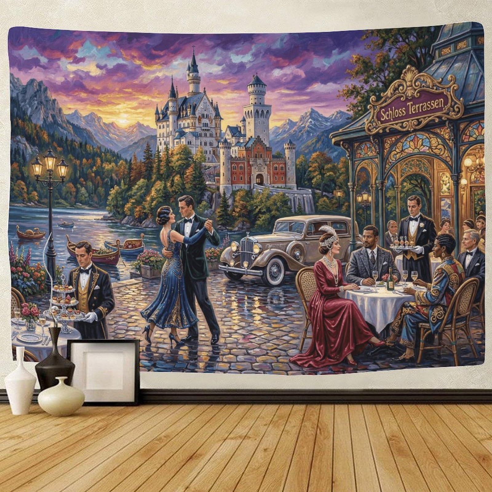 ASDFGHJKLZA Neuschwanstein Castle Wall Art Decor 3D Print Tapestry Wall Hanging Decor Oil Art Tapestries Home Decoration Curtain Bedroom Dorm 130cmx150cm