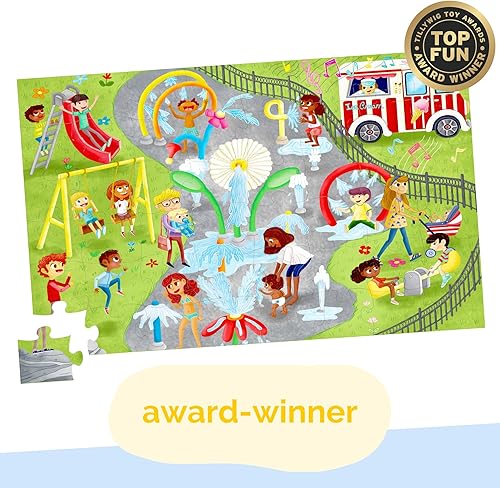 Miniatura 4 de Little Likes Kids - Rompecabezas jumbo Splash Park, 48 piezas, rompecabezas para principiantes con familia multicultural para niños preescolares en