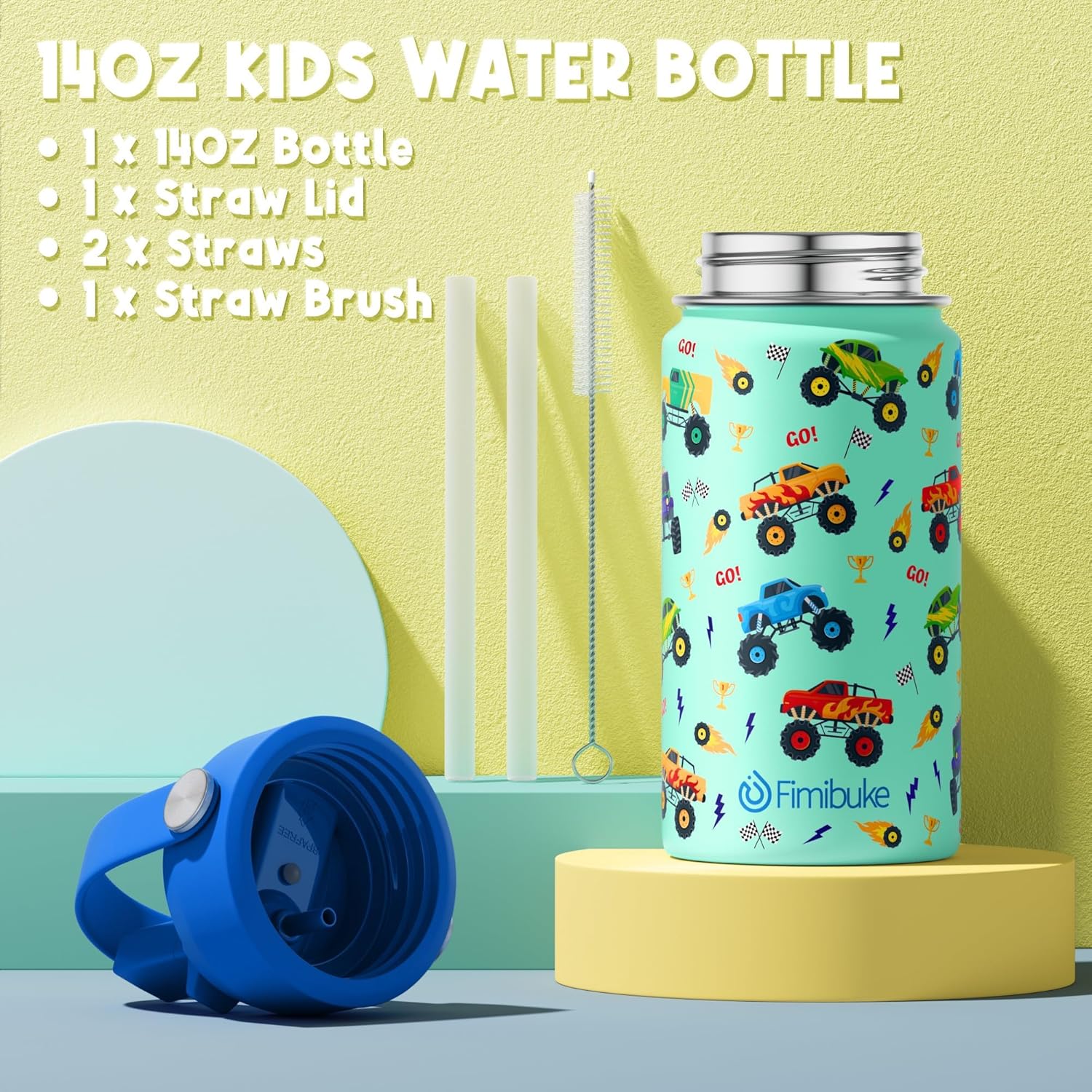 Fimibuke Kids Bento Lunch Box, Leakproof Toddler Bento Box with 8.5 OZ Insulated Food Jar, Lunch Bag, Kids Water Bottle, 3 or 4 Compartment Container for Back to School Toddler Girls Boys - Image 8