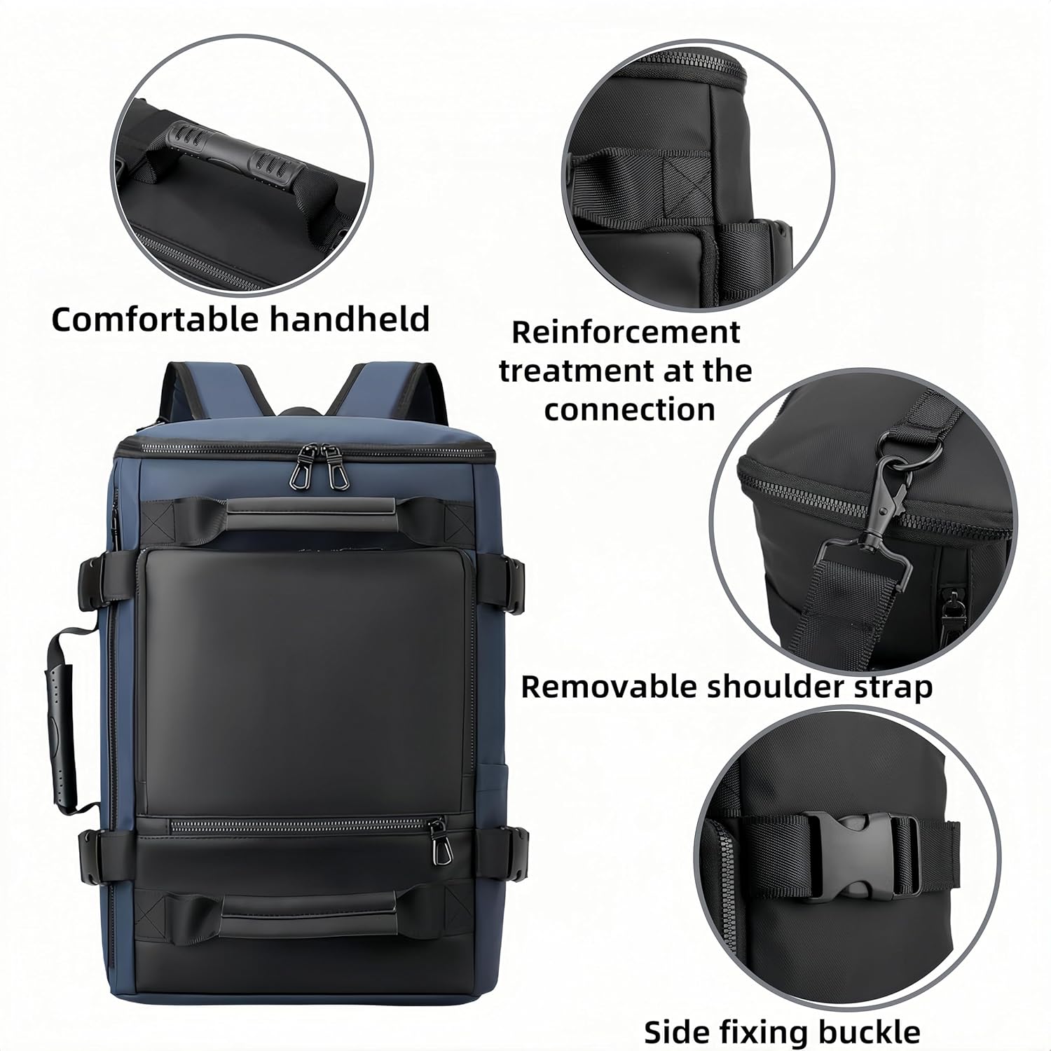 Carry On Backpack Travel Backpack for Men & Women, Durable Convertible Duffle Bag Fit for 16 Inch Laptop for Fitness, Travel (Dark blue)