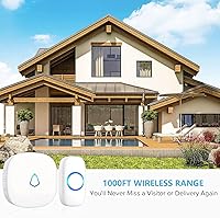 Vista 3 de SECRUI Wireless Doorbell, Waterproof Door Bell Ringer Wireless 1000ft Range, 2 Remote Buttons Different Tones, 58 Chimes 5 Volume Levels LED Flash