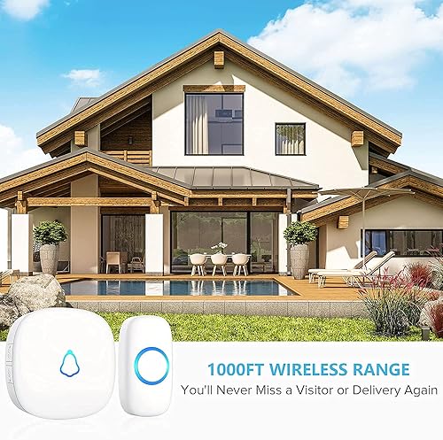 Miniatura 3 de Timbre inalámbrico, timbre de puerta remoto inalámbrico de largo alcance de 1000 pies, acabado mate, timbre inalámbrico SECRUI para el hogar con 3
