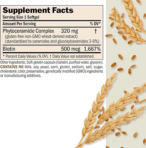 Miniatura 2 de ANDREW LESSMAN Phytoceramides with Biotin 30 Softgels - Skin 's Vital Natural Crema Hidratante Interna. Mejora naturalmente la piel suave, tersa y