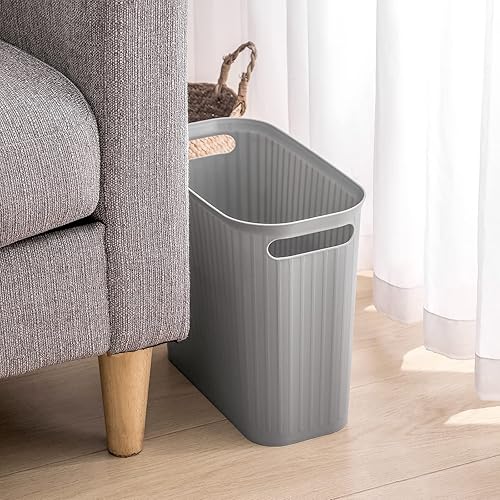 Miniatura 21 de Cubo de basura pequeño para baño con tapa, delgado y suave, papelera para oficina, dormitorio, cocina, sala de estar (1.9 galones color crema)