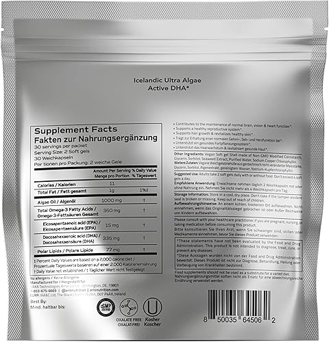 Vista 11 de Orlo DHA - Suplemento vegano de DHA (EPA y DHA) - Aceite de pescado Omega 3 y alternativa de krill - Aceite de algas omega-3 a base de plantas