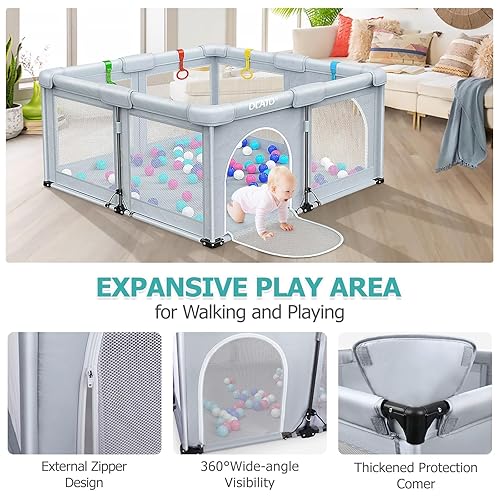 Miniatura 4 de OCATO Corralito para bebés corralito plegable para bebés y niños pequeños, corralito portátil para interiores y exteriores, área de seguridad para
