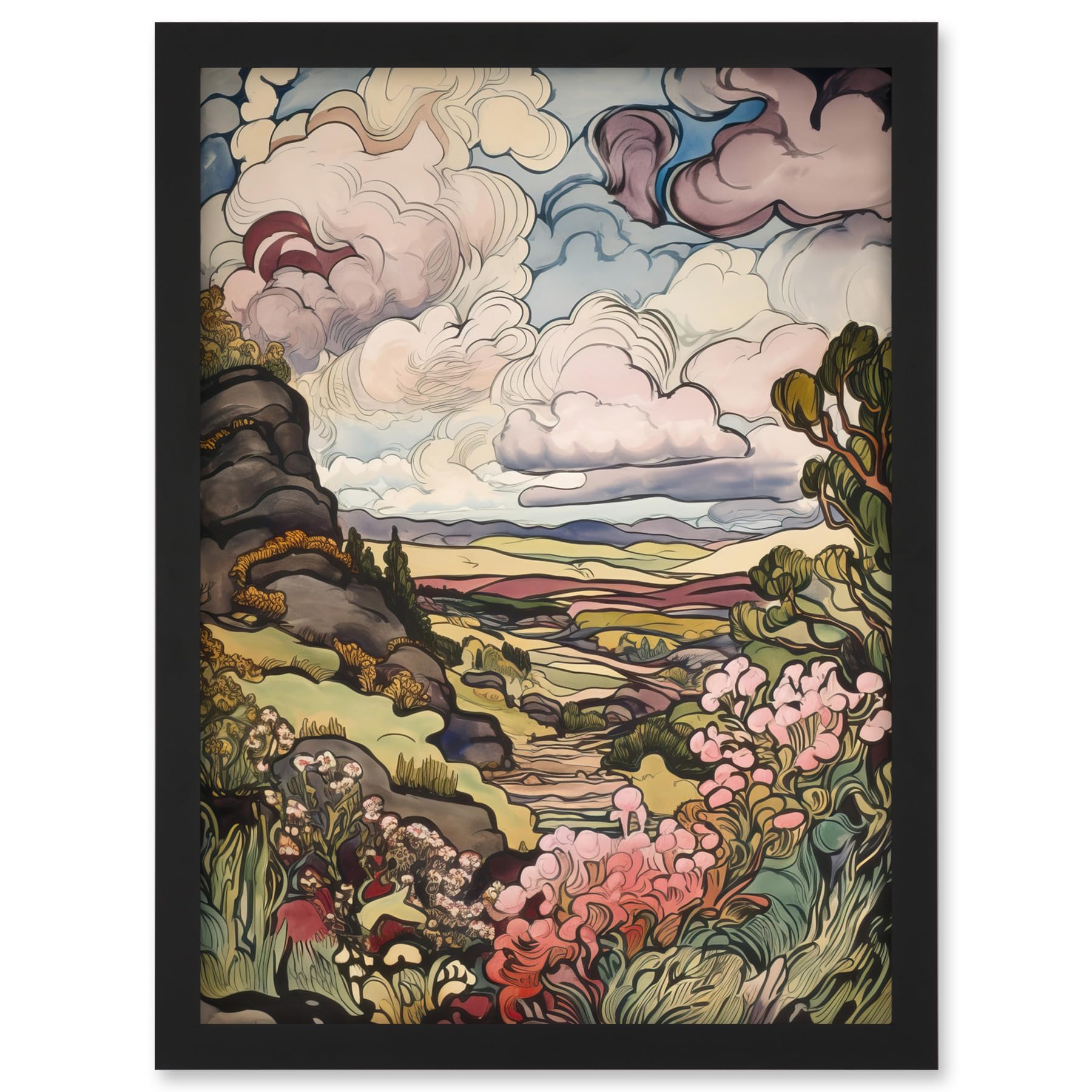 Artery8 A Wild Scottish Landscape on a Cloudy Day Artwork Framed A3 Wall Art Print