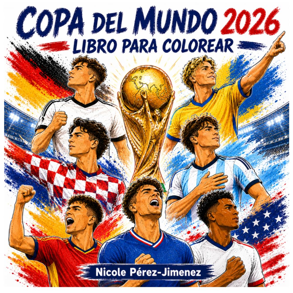 Magia del Fútbol para la Copa Mundial 2026 – Libro para Colorear para Niños a partir de 8 Años: Dibujos de jugadores, estadios, aficionados y trofeos para relajarse y disfrutar del fútbol