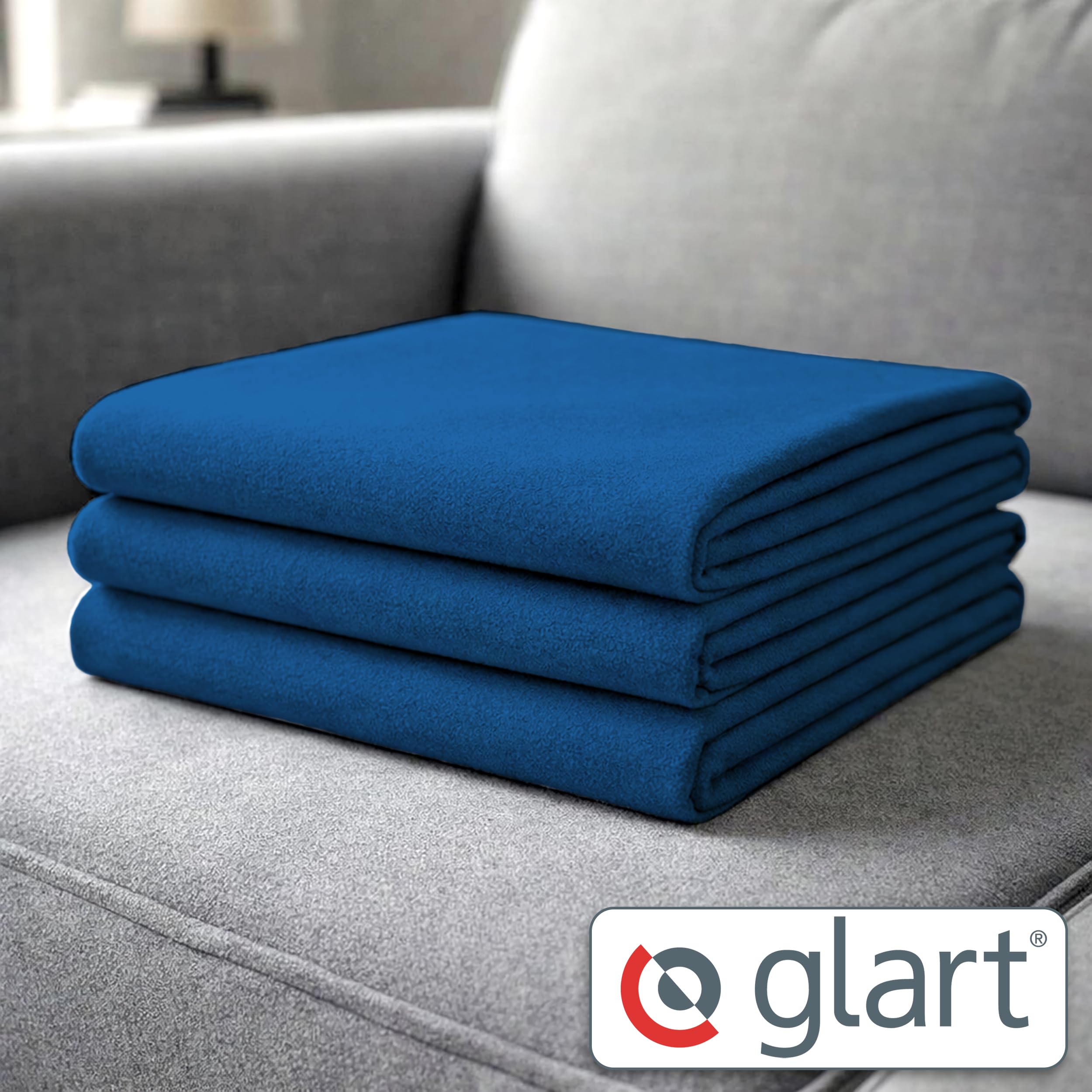 Glart G3MB, 3 coperte in pile, conformi allo standard Öko-Tex, colore: blu navy, dimensioni: 130x160 cm, grammatura: oltre 200 g/m2, perfette per accoccolarsi sul sofà, come copridivano o per i picnic