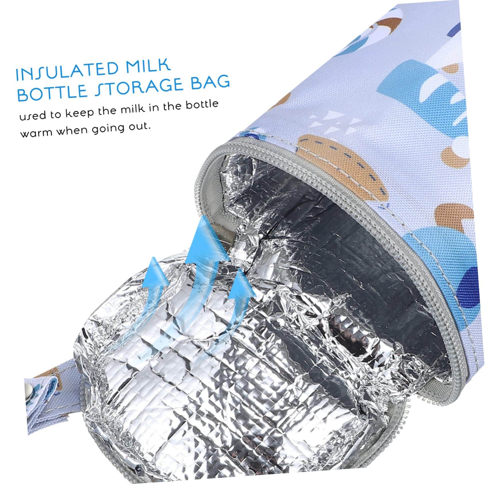 6piezas Bolsa Térmica para Biberones De Protección Aislante para Almacenamiento De Leche Materna para Paseos Carrito o Bolsas De Diseño Dibujos Animados Gris