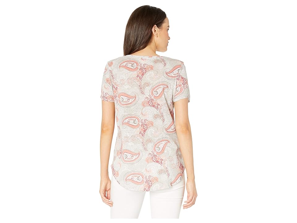 

Tribal Printed Slub Short Sleeve Top (Sand) Women's Clothing, Beige