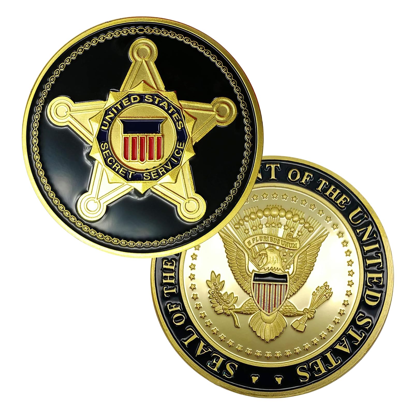 Servizio Segreto Degli Stati Uni Libertà Milare Aquila Piatto D'oro Regalo Di Raccolta Di Monete Da Sfida Rare - Foto 2