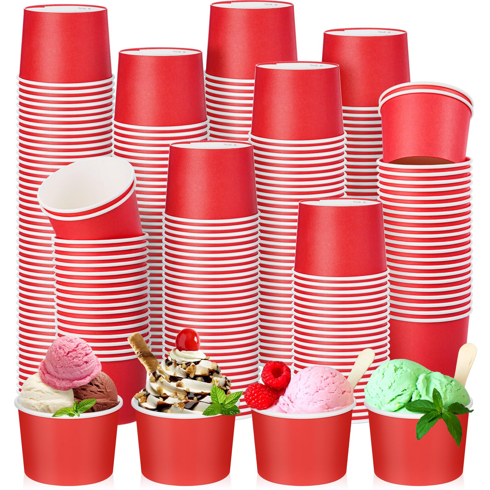Gobelets en papier pour crème glacée Nuenen rouge lot de 300 pièces pour bar et fête d'été