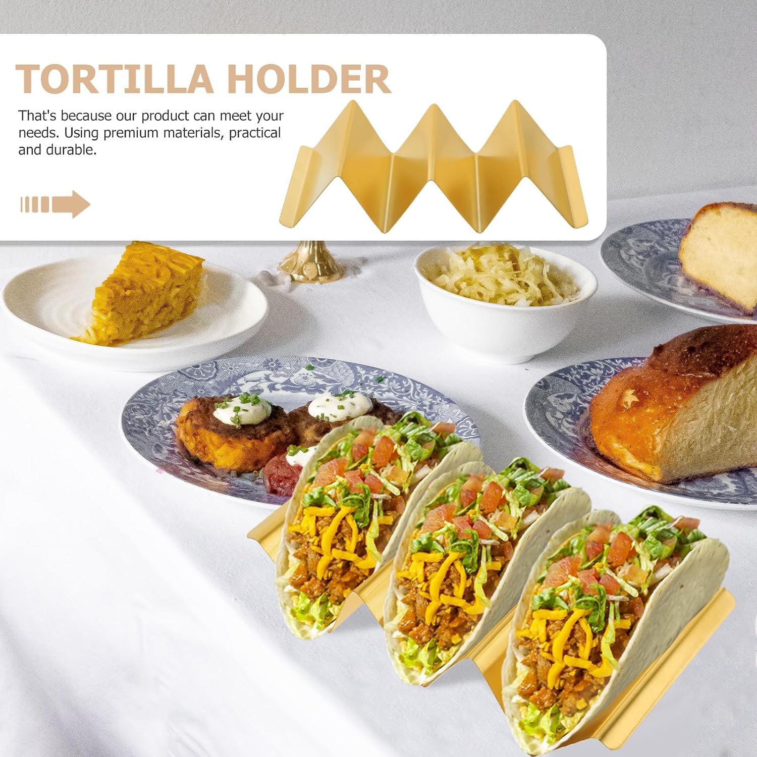 Stainless Steel Taco Holder Rack for Home Camping Golden