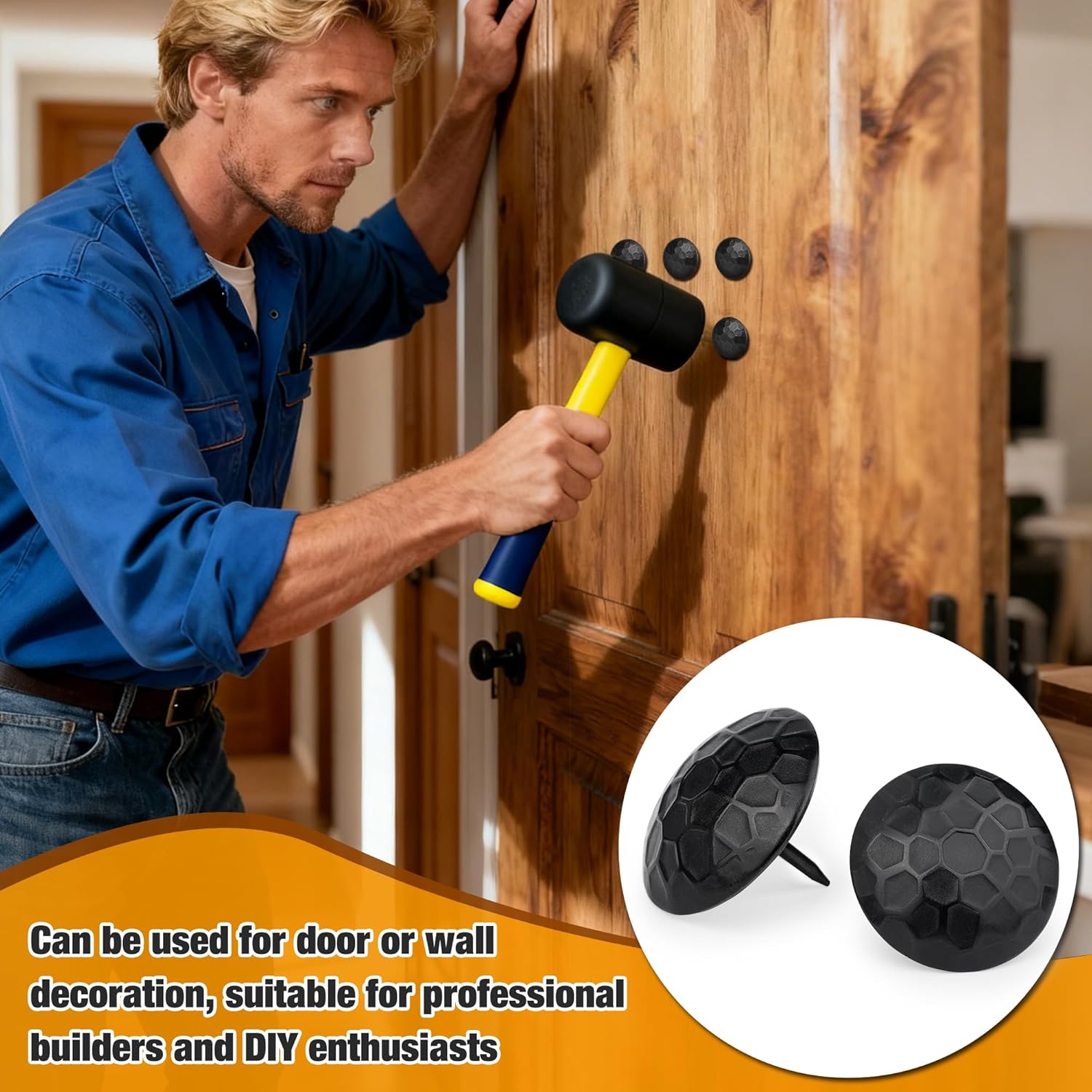 60 Pcs 1.5 Inch Clavos Large Round Iron Decorative Nails, Rustic Nails Furniture Tacks, Antique Clavos Decorative Nails for Wood,Shutters, Faux Wood Beams, Gates and Furniture