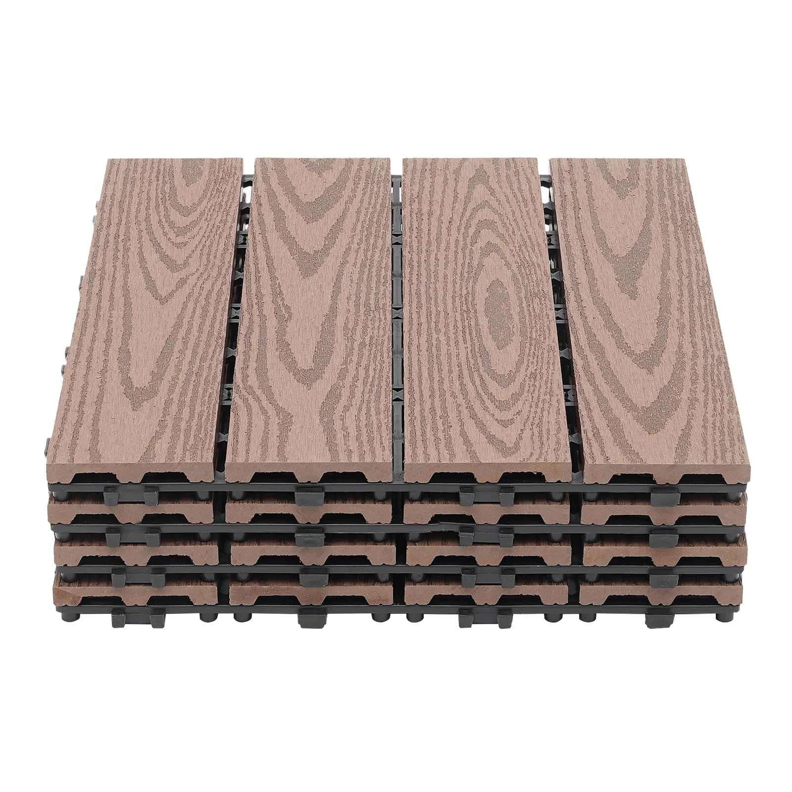 Baldosas de terraza de WPC, azulejos de clic para terraza y balcón, 30 x 30 cm, color marrón. Con drenaje, 22 unidades (aprox. 2 m²) como revestimiento de suelo resistente a la intemperie, para balcón