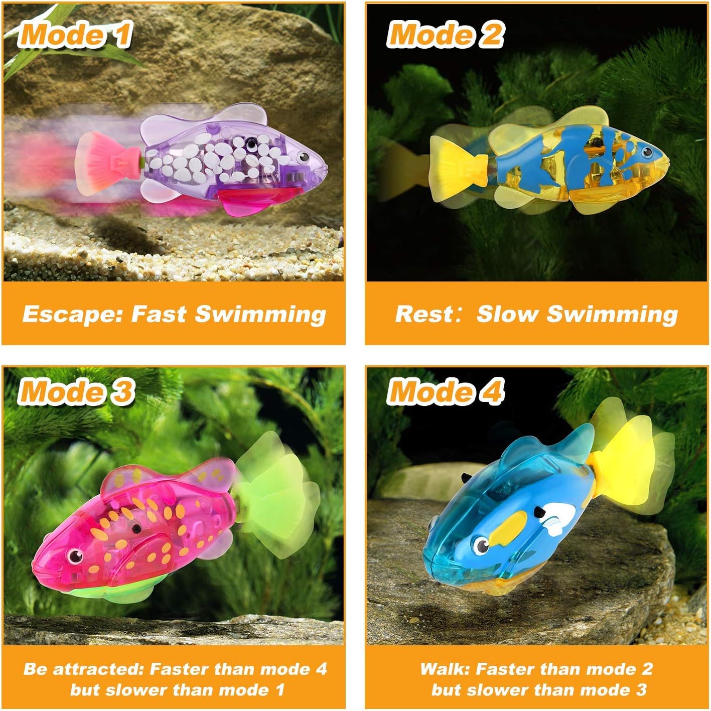 Swimming Robot Fish for cats, Interactive Cat Fish Toys Fish Tank Toy with LED Light Cat Toy&Dog Toy Swimming Bath Plastic Fish Toy, Cat Exercise to Stimulate Your Pet's Hunter Instincts (4 PCS)