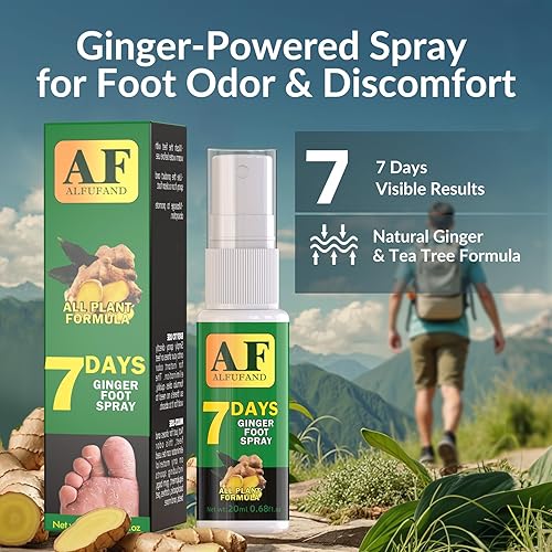 Miniatura 4 de Spray para pies de 7 días para pies malolientes y olor de pies, fórmula de jengibre para pie de atleta, picazón, descamación y molestias (sin aroma)
