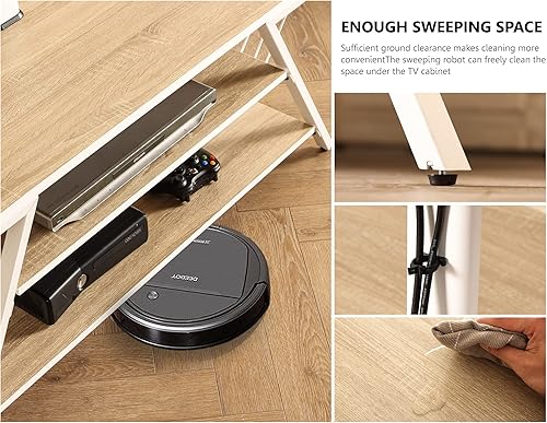 Miniatura 4 de FITUEYES Soporte de TV de madera con soporte para TVS de 32 a 65 pulgadas con soporte para pantallas curvas planas LCDLED, altura ajustable, gestión