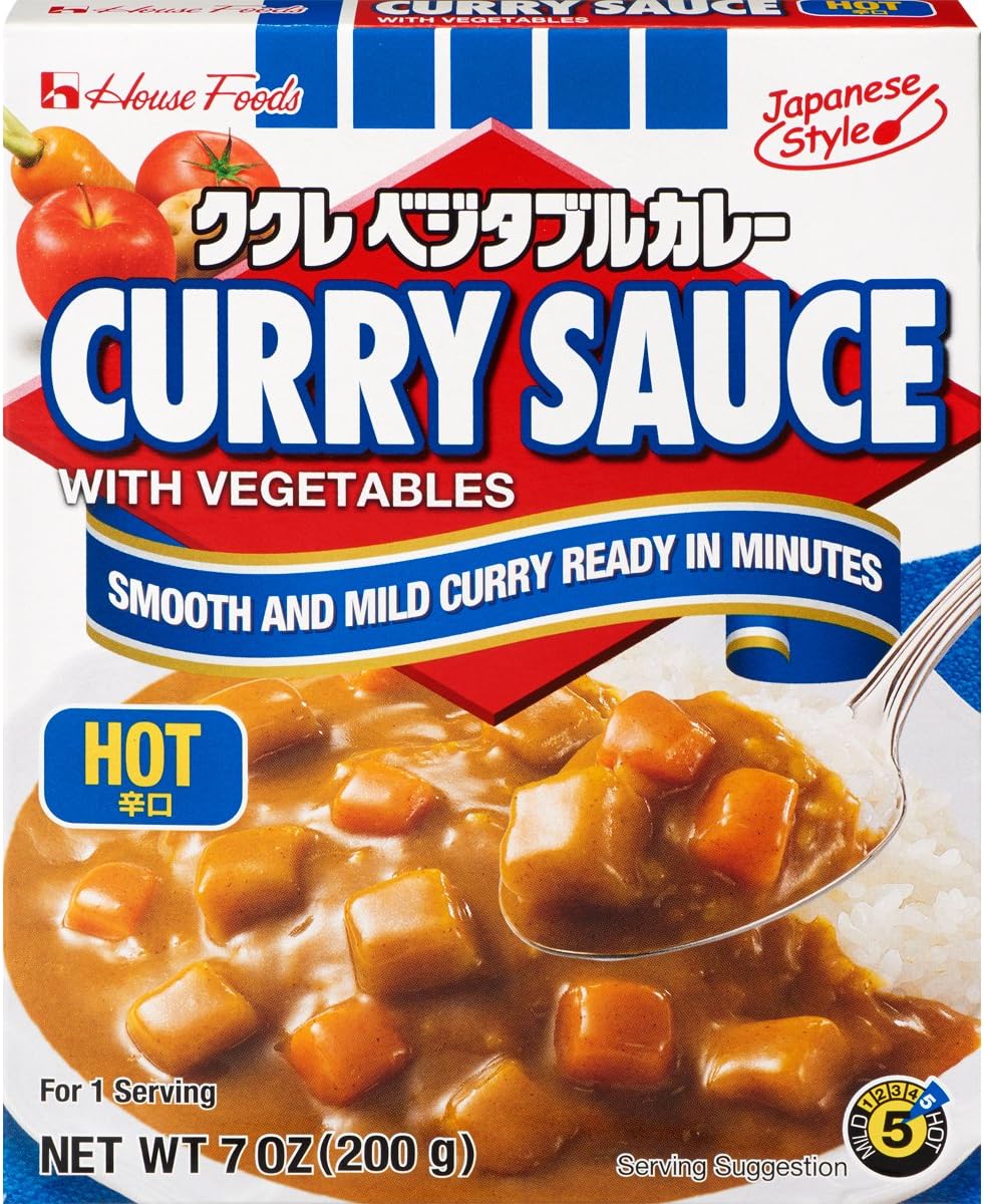 House Foods Curry Sauce with Vegetables, Hot, 7 Ounce Boxes (Pack of 10)
