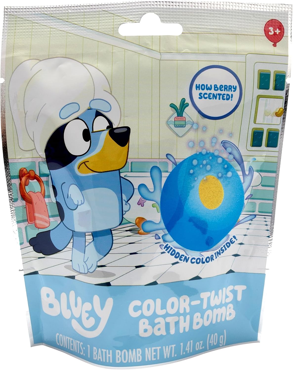 Bluey Color Twist Bath Bomb | Berry Scented | Hidden Color Inside | 3+ | Pack of 24 Individually Wrapped Bath Bombs
