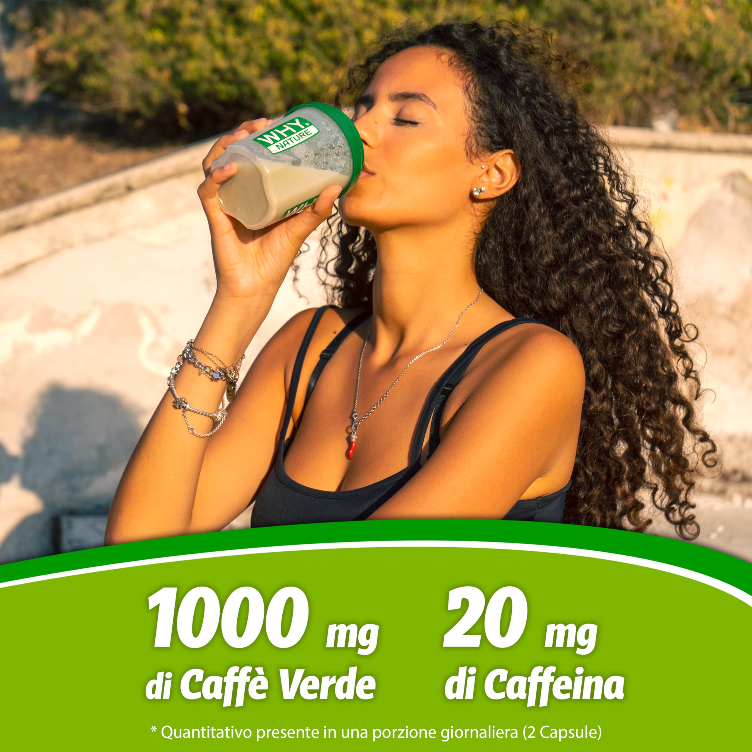 WHY NATURE CAFFÈ VERDE - Caffè Verde Drenante - Integratori Bruciagrassi - Integratore Alimentare ad Azione Tonica - con Caffeina - 60 Capsule