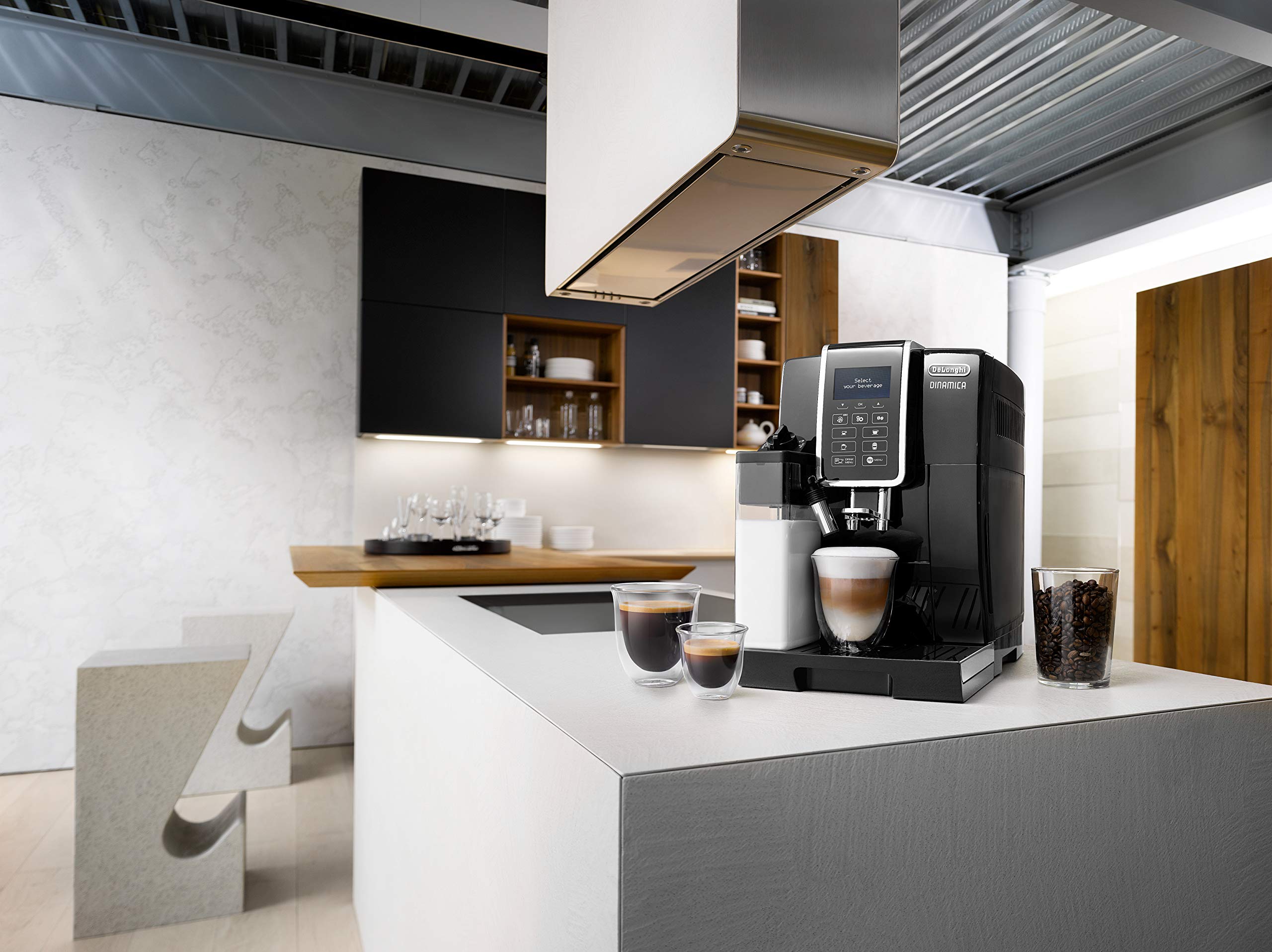 De'Longhi Dinamica ECAM 350.55.B Kaffeevollautomat mit LatteCrema, 1,8 l Wassertank, Schwarz