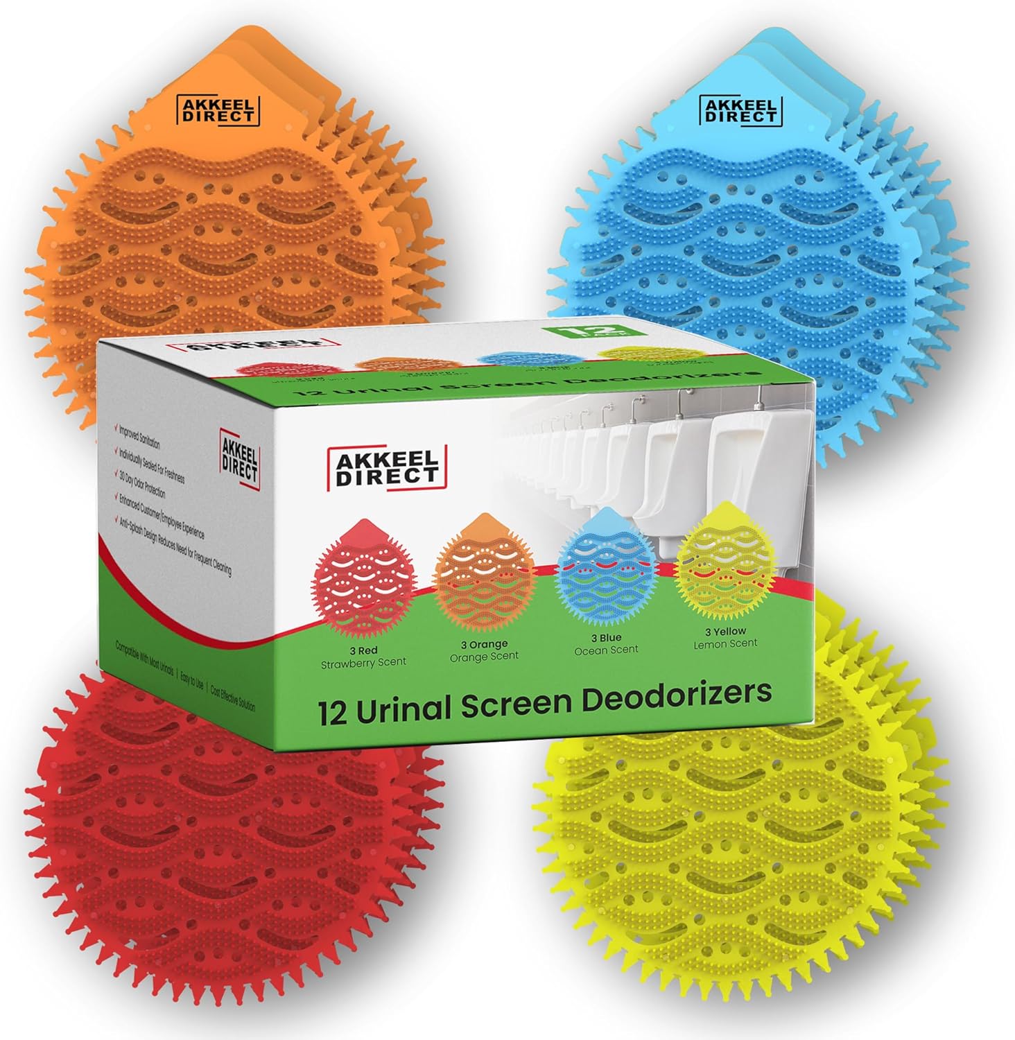 Urinal Screen Deodorizers, 12 Pack Scented Urinal Mats with
