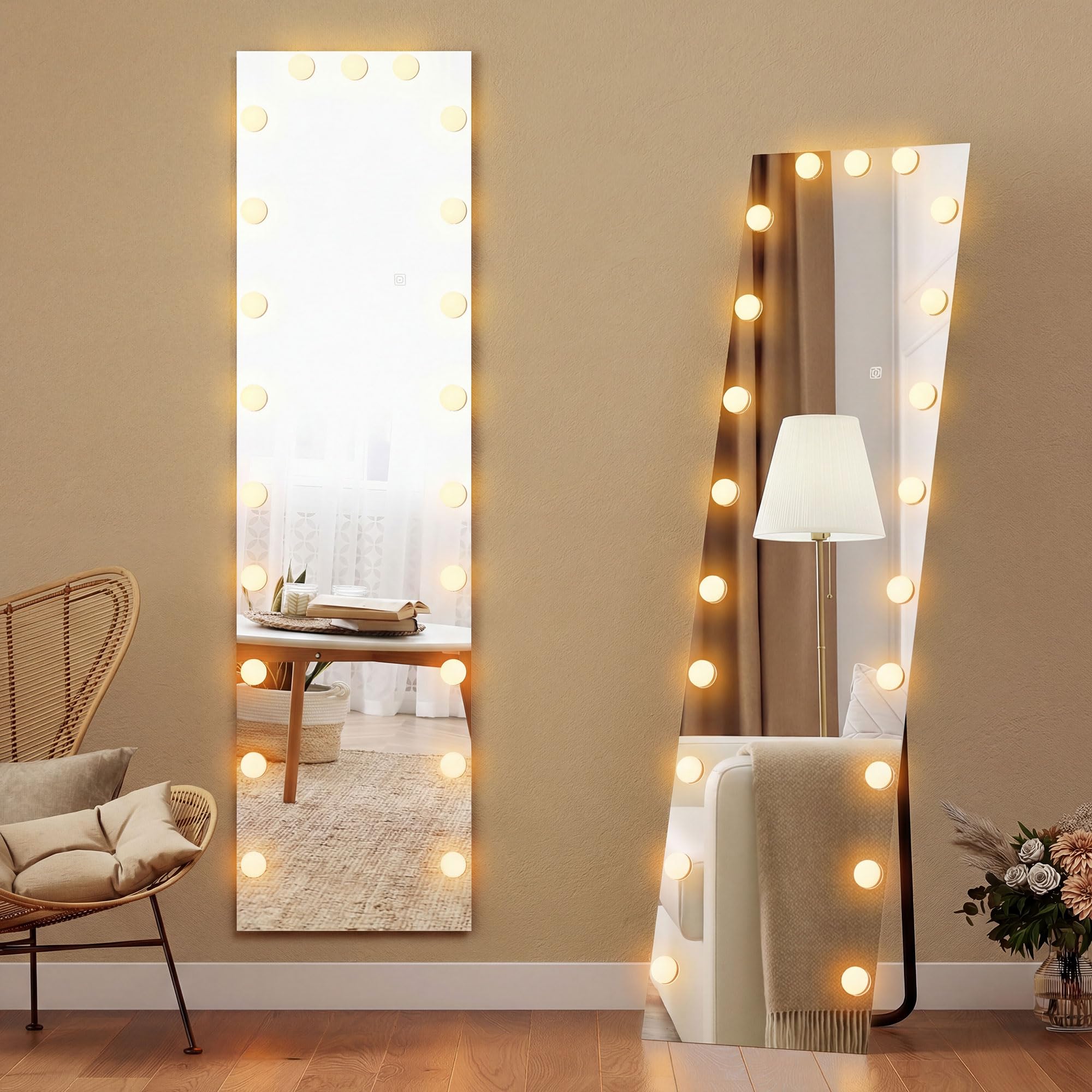 HOMCOM Ganzkörperspiegel mit RGB-LED, 150x40 cm – Stand- und Wandspiegel
