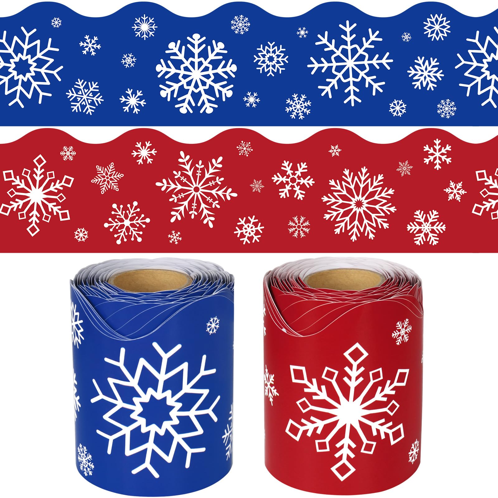 Snapklik.com : 2 Rolls Winter Snowflake Bulletin Board Borders, 65.6 Ft ...