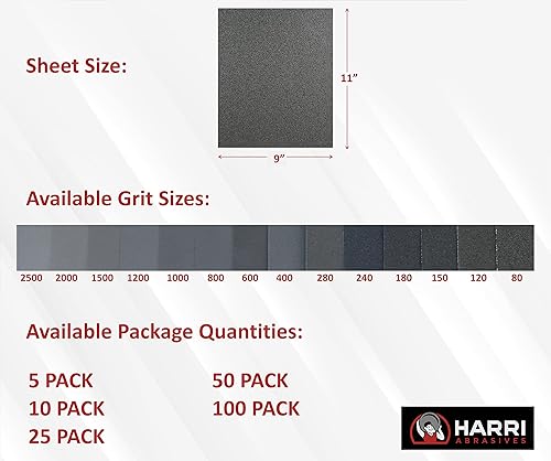 Miniatura 2 de Hojas de papel de lija de carburo de silicio - galvanizado húmedoseco - 9" x 11" - Grano 400 - (25 unidades)