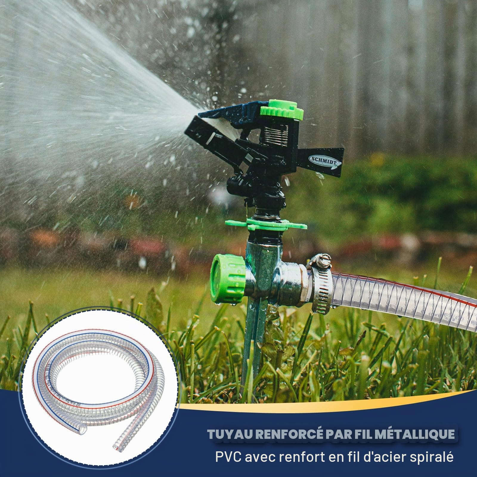 PATIKIL 13/16" / 20mm ID Tuyau Renforcé Avec Fil Métallique 2 Mètres, Tuyau Aspiration PVC Vinyle Haute Pression Résistant Aux Produits Chimiques Avec Spirale En Fil D'Acier, Transparent