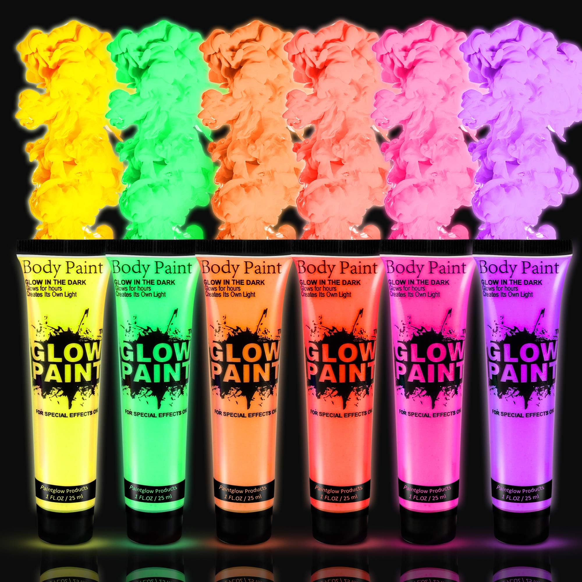 PartyParty Neon UV Blacklight Body Paint 6 Pack