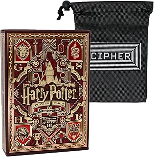 Theory 11 Harry Potter Playing Cards - Premium Deck - Includes Cipher Playing Cards Bag (Red (Gryffindor))