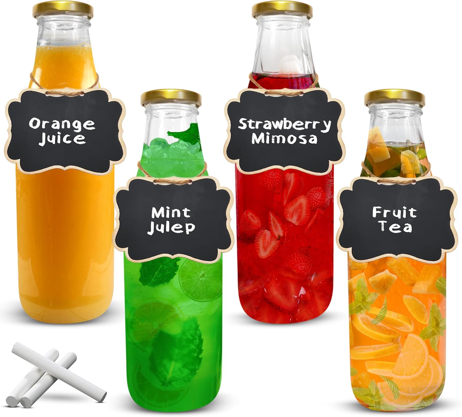 Amazon.com: 1L Glass Carafe With Lid - Set of 4 - Lead-Free Carafe With ...